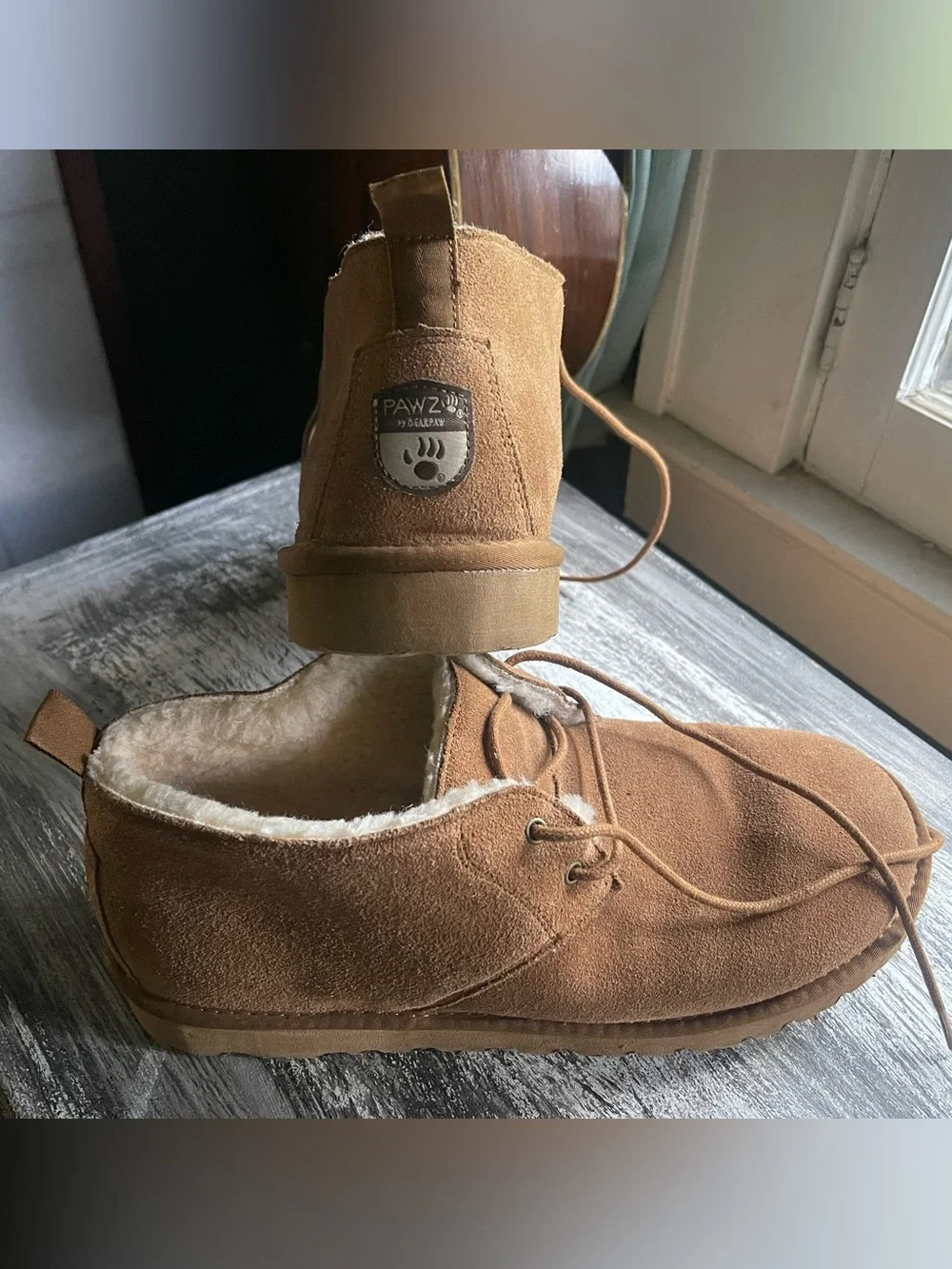 BearPaw Tan Suede Fleece-Lined Chukka Boots